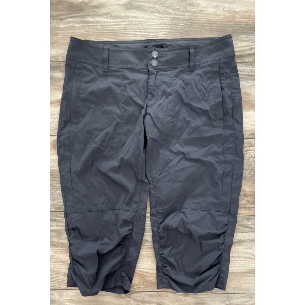prAna Pants Womens 8 Charcoal Gray Cropped Low Rise Hiking Pants Solid Nylon